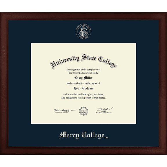 Mercy College Diploma Frame, Document Size 11" x 8.5"