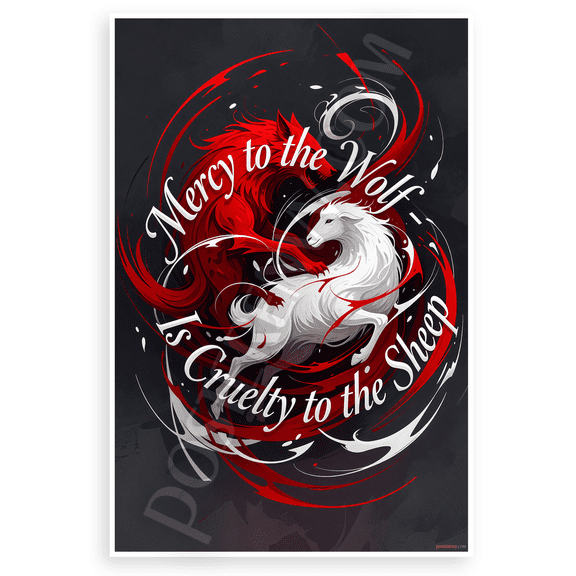 "Mercy to the Wolf Is Cruelty to the Sheep" Wolf Sheep Abstract 12x18 US Made Poster