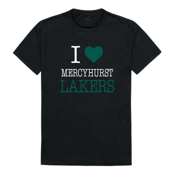 Mercyhurst University Lakers I Love T-Shirt, Black - Large