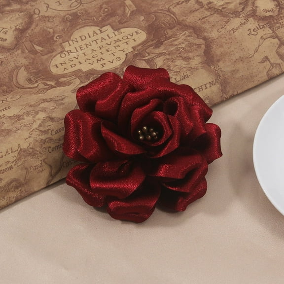 Merdia Camellia Flower Brooches and Pins for Women | Hat Pins for Women | Flower Pins for Women | Floral Brooch Pins for Women Fashion| Maroon