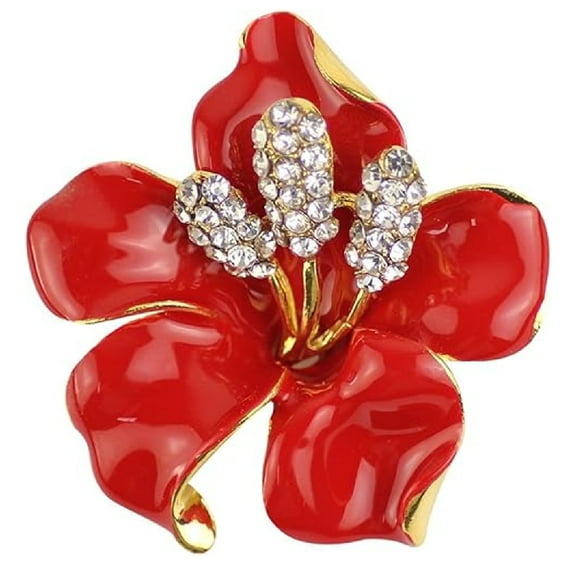 Merdia Flower Brooch Pin for Women with Created Crystal, Elegant Design