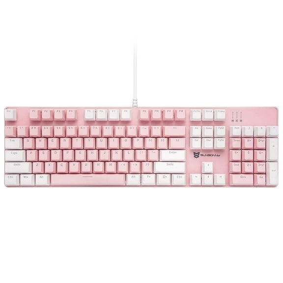 Merdia Hot Swappable Full-size Wired Gaming Keyboard, Pink & White
