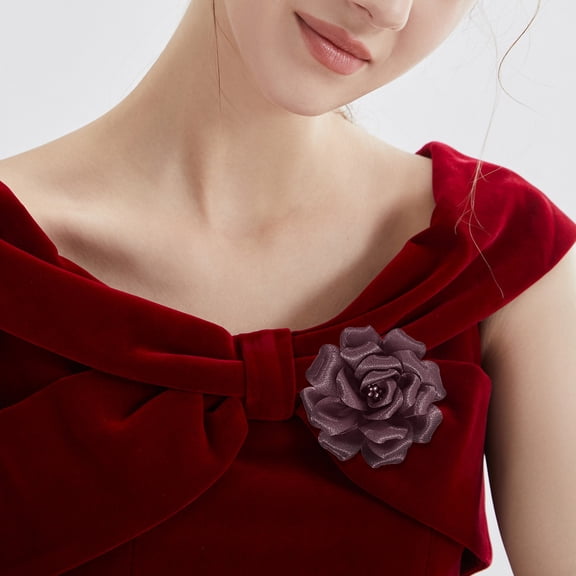 Merdia Women's Brooches and Pins for Women Camellias Flower Pins Hat Pins for WomenBrown)