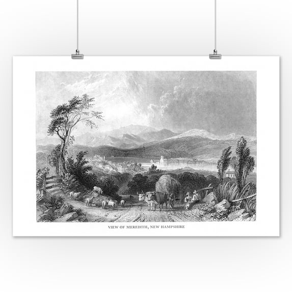Meredith, New Hampshire - Scenic View of the Town (12x18 Art Print, Wall Decor Travel Poster)