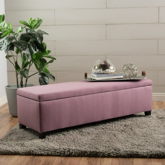 Meredith Noble House Chic Modern Fabric Storage Ottoman Bench, Light Lavender