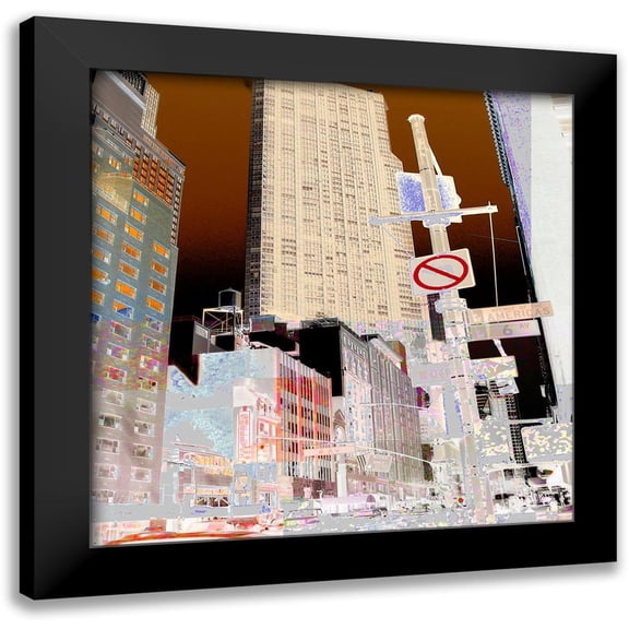 Mereditt.f 12x12 Black Modern Framed Museum Art Print Titled - New York 6th Avenue