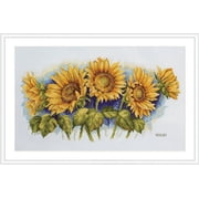 Merejka Counted Cross Stitch Kit   Bright Sunflowers K-125 | Zweigart Aida 16 & DMC Threads | 22 Colors | 17   9.5 in 43   24 cm