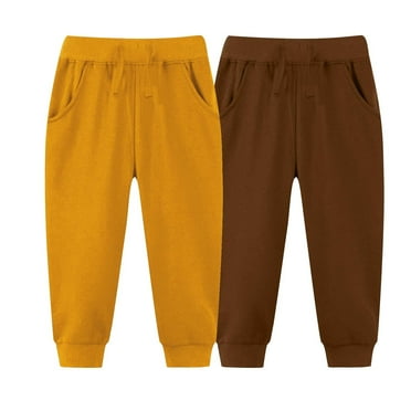 Meresysid 2PC Toddler Boys and Girls Elastic Sweatpants Jogger Pants Solid Color Casual Sweatpants Brown 4-5 Years