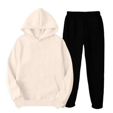 ZACPNCV 2PCS Outfits Women's Sports Tracksuits Long Sleeve Pullover Hoodies Sweatshirt And Sweatpants Fall Winter Suit Beige