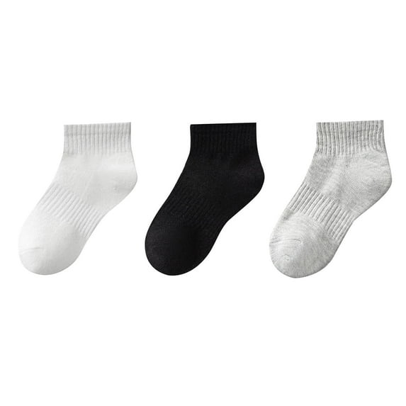 ZACPNCV 3PC Boys and Girls Low Cut Cotton Socks Short Tube Kids Seamless School Socks Beige 12-16 Years