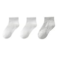 thumbnail image 1 of ZACPNCV 3PC Boys and Girls Low Cut Cotton Socks Short Tube Kids Seamless School Socks Dark Gray 12-16 Years, 1 of 4