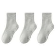 thumbnail image 1 of ZACPNCV 3PC Kids Boys Girls Athletic Crew Socks High Tube Cotton School Uniform Basic Socks Gray 12-16 Years, 1 of 1
