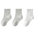 thumbnail image 1 of ZACPNCV 3PC Kids Boys Girls Athletic Crew Socks Mid Tube Cotton School Uniform Basic Socks White 6-8 Years, 1 of 6