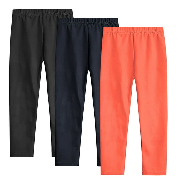 ZACPNCV 3PC Toddler Girls Leggings Pants Full Length Cotton Basic Leggings Stretchy Soft Leggings Tights Pants Orange 3-4 Years