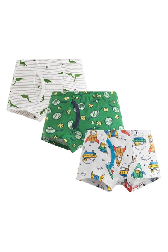 3PC Toddler Kids Boys Cotton Underwear Boxer Briefs Printed Shorts Blue 5-6 Years