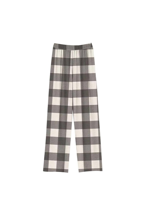 4-14 Years Children's Plaid Printed Pants Boys And Girls Elastic Waist Straight Pants Black