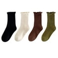 thumbnail image 1 of ZACPNCV 4PC Baby Girls Socks Vintage Frilly Ankle Crew Ribbed Dress Socks Coffee 1-3 Years, 1 of 9
