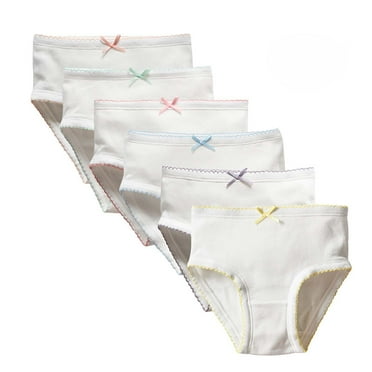 ZACPNCV 6PC Toddler Girls Cotton Brief Bow Lace Panty Underwear Cartoon Multipack Comfort Soft Underwear Briefs White 2-3 Years