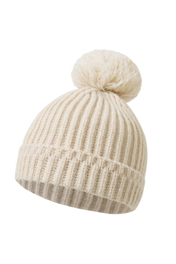 Baby Beanie Hat Infant Newborn Toddler Winter Warm Knit Cap Winter Warm Hat Beige 0-12 Months