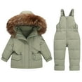 thumbnail image 1 of ZACPNCV Baby Boy Snowsuit Winter Clothes Toddler Snow Pants and Jacket Bib Pants Kids Girls Coats Green 3-4 Years, 1 of 8