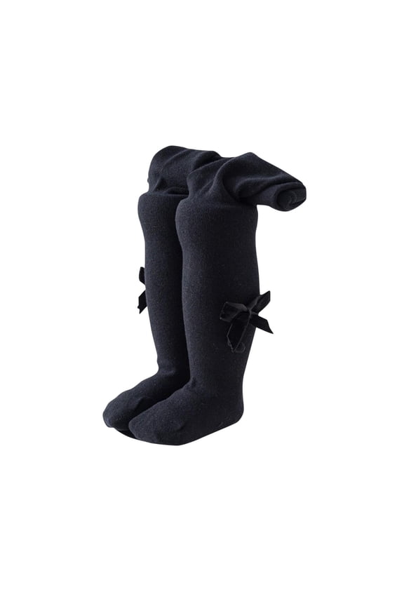 Baby Girl Pantyhose Toddler Cable Knit Tights with Bow Leggings Stockings Infant Cotton Pantyhose Black 12-24 Months