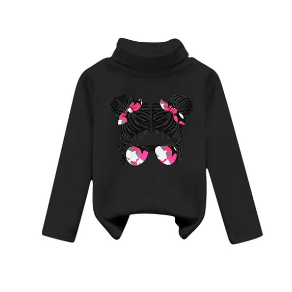 ZACPNCV Baby Girls Long Sleeve Shirt High Neck Candy Color Tops Soft Pullover Sweatshirt Base T Shirt for Autumn Winter Black 8-9 Years