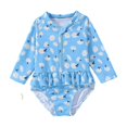 thumbnail image 1 of ZACPNCV Baby Girls One Piece Swimsuits Long Sleeve Rash Guard for Kids Girls UPF 50 and Sun Protection Swimshirts Blue 4 Years, 1 of 5
