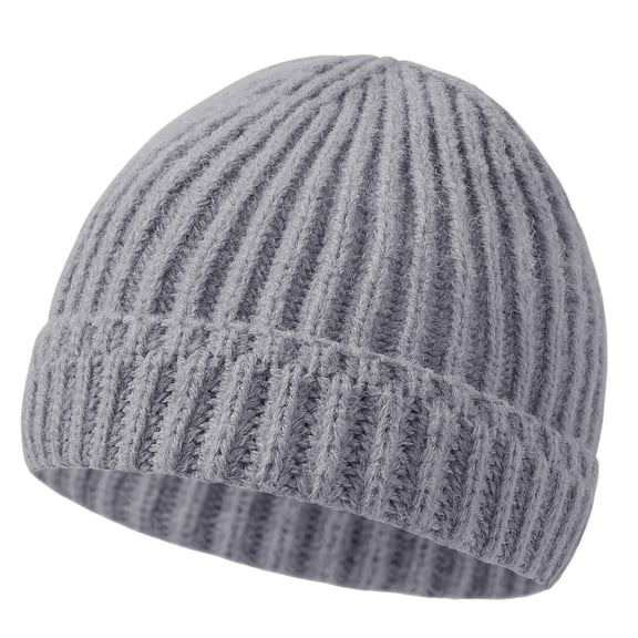 ZACPNCV Baby Knitted Beanie Boys Girls Winter Warm Hats Short Cuff Knit Beanie Gift Idea for Infant Gray 0-12 Months