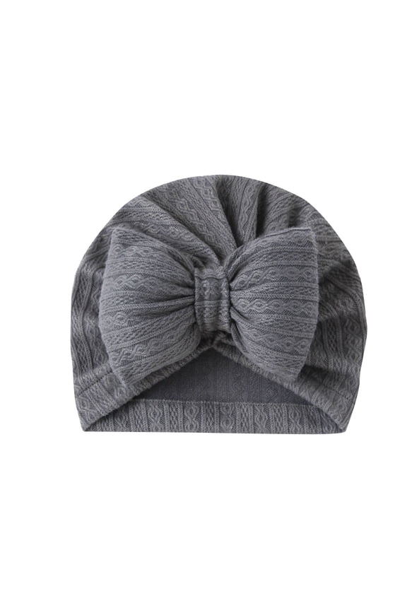 Baby Knitted Hairbands Solid Color Bow Flower Girls Hairbands Dark Gray Free Size