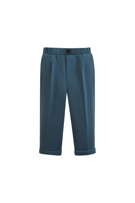 Baby Single and Toddler Boys Stretch Skinny Chino Pants Solid Color Stripe School Uniform Pants Trousers Blue 18-24 Months