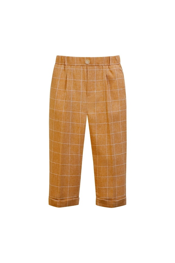 Baby Single and Toddler Boys Stretch Skinny Chino Pants Solid Color Stripe School Uniform Pants Trousers Orange 3-4 Years