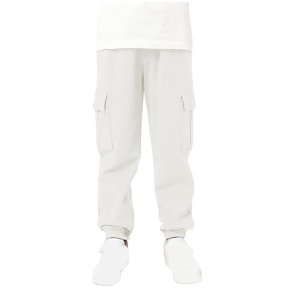 Meresysid Boys Girls Kids Toddler Outdoor Cargo Pant Lightweight Relaxed Fit Tactical Pant Hiking Jogger Classic Multi Pockets White
