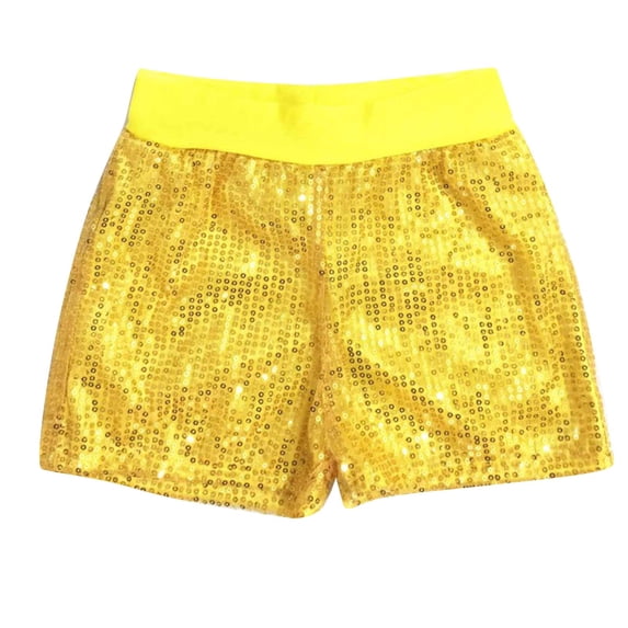 ZACPNCV Boys Girls Sparkly Sequin Shorts Elastic Waist Glitter Party Dance Short Pants Gold 9-11 Years