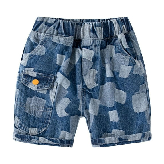 ZACPNCV Boys Shorts Cartoon Printed Elastic Waisted Shorts Kids Summer Casual Shorts with Pocket Dark Blue 5-6 Years