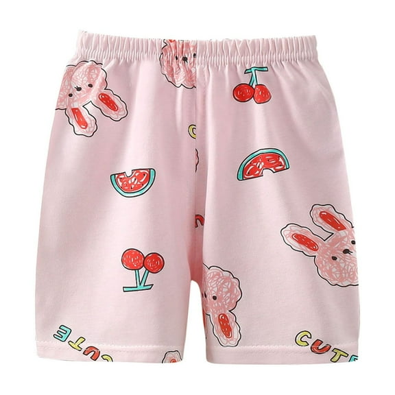 Meresysid Boys Shorts Girls Shorts Cartoon Printed Elastic Waisted Shorts Kids Summer Casual Shorts Pink 5-6 Years