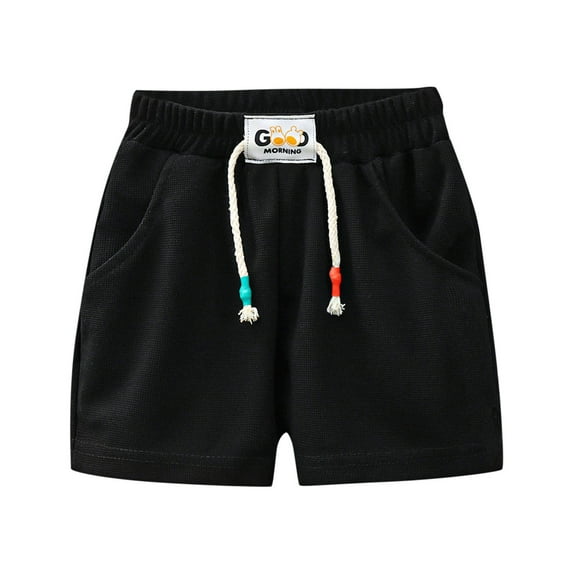 ZACPNCV Boys Shorts Girls Solid Color Elastic Waist Running Athletic Shorts Summer Jogger Shorts for Kids with Pockets Black 10-11 Years