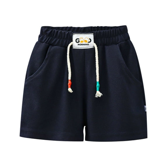 ZACPNCV Boys Shorts Girls Solid Color Elastic Waist Running Athletic Shorts Summer Jogger Shorts for Kids with Pockets Navy 12-13 Years