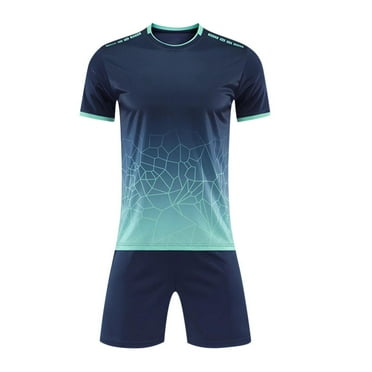 ZACPNCV Boys Soccer Jersey and Short Sets Quick Dry Sports Training Uniform Knit Dark Blue 14-16 Years