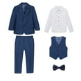 thumbnail image 1 of ZACPNCV Boys Suit for Kids 5 Pieces Formal Dresswear Set Teen Boys Tuxedo Suits for Wedding Graduation Navy 13-14 Years, 1 of 10
