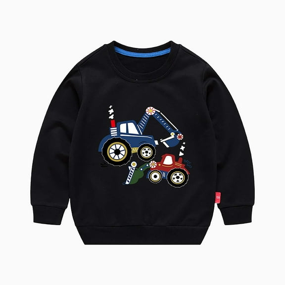 Meresysid Boys Sweatshirts Cotton Long Sleeve Crewneck Pullover Toddler Kids Winter Warm Shirt Sweater Tops Black