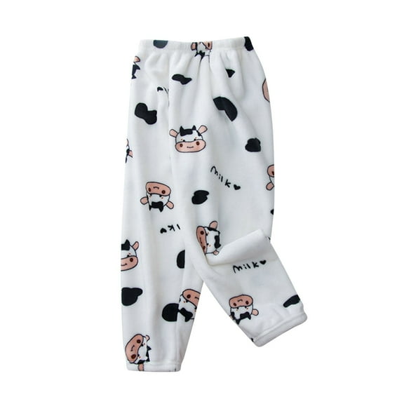 ZACPNCV Boys and Girls Printed Pajamas Winter Warm Fleece Thick Long Pajamas White