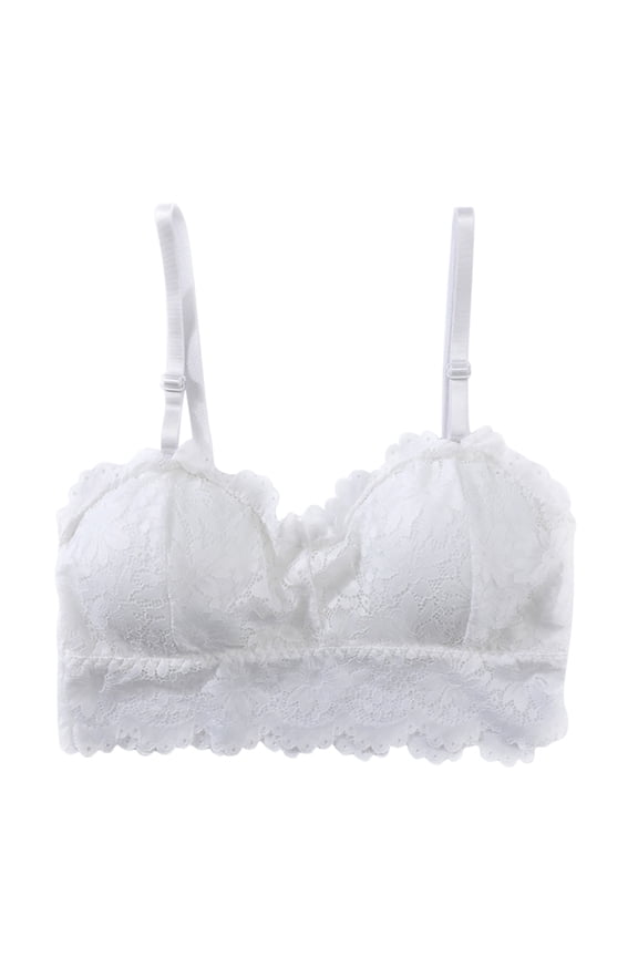 Bralettes For Women Tops Built In Bras Lace Sleeveless Summer Fashion Lace Beauty Back Solid Strap Wrap Hollow Out Bra Underwear White