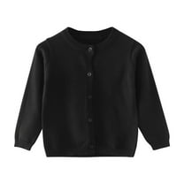 ZACPNCV Cardigan Sweater for Girls Long Sleeved Winter Warm Knit Cardigan Sweater Black 2-3 Years