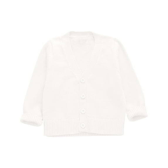 Meresysid Cardigan Sweaters for Infant Toddler Girls Baby Teen Children's Fashion Casual Solid Color Loose Button Long Sleeved V-neck Top shirt White