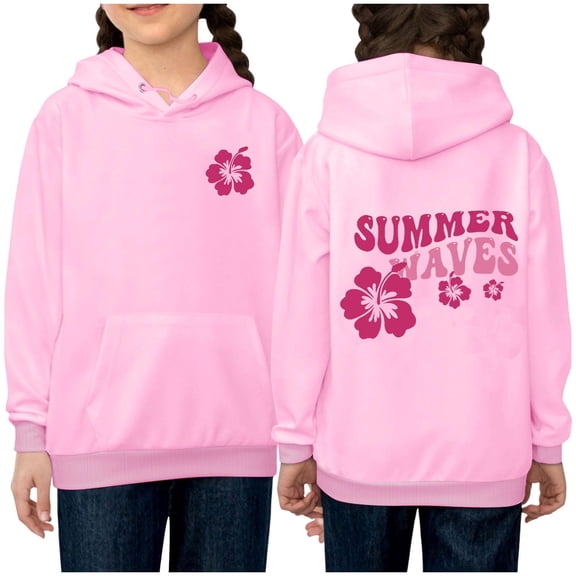 ZACPNCV Children's Shirt Long Sleeved Pattern T-shirt Printed Round Neck Short Top Suitable For Boys And Girls Aged Hooded Sweatshirt Pink