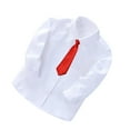 thumbnail image 1 of Meresysid Cute Toddler Outfits For Boys Cotton Basic Lapel Collar Solid Color Shirt Casual Basic Long Sleeve Comfortable Sleeve Buttons Tops With Ties Set 8 Years White, 1 of 3