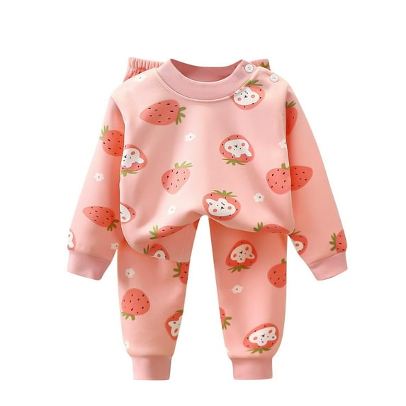 ZACPNCV Fall Winter Toddler Baby Girl Outfit Newborn Print Sweatshirt Pants 2 Piece Set Infant Jumper Top Clothes Pink