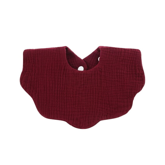 ZACPNCV Fashionable Solid Color Comfortable And Cute Pleated Newborn Bib For Boys And Girls Burgundy
