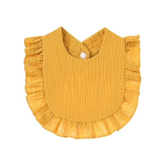 ZACPNCV Fashionable Solid Color Comfortable And Cute Pleated Newborn Bib For Boys And Girls Yellow