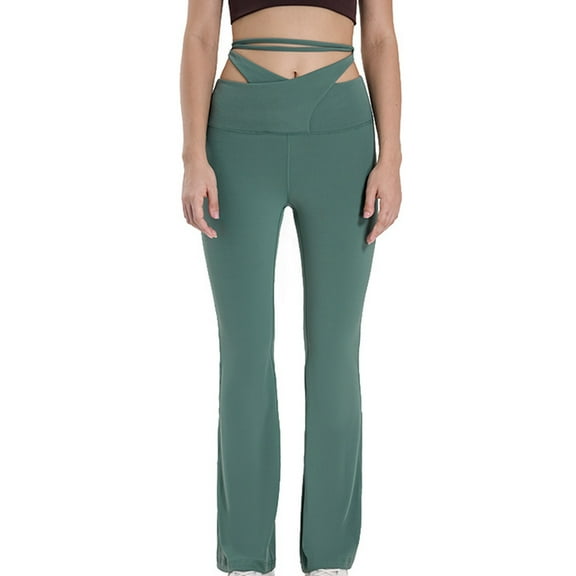 ZACPNCV Flare Leggings for Women High Waisted Yoga Pants Hip Lift Belly Tight and Waist Pants Black